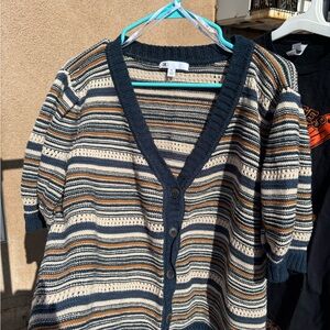 DR2 Navy and Cream Striped Button Down Shirt